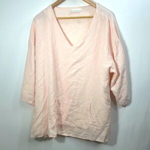 Bryn Walker light pink V-neck Lagen look 100% linen top size XL